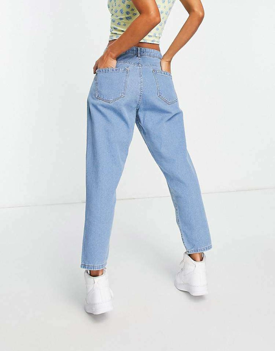 Jeans & Trousers * | Wednesday'S Girl Mom Jeans In Light Wash For Women Light Wash Denim