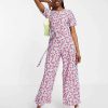 All In Ones * | Wednesday'S Girl Relaxed Belted Jumpsuit In Bright Floral For Women Spring Floral