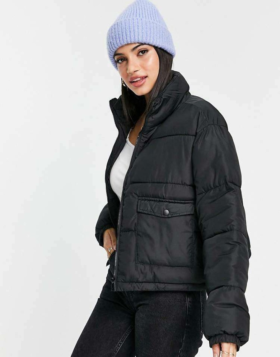 Outerwear * | Wednesday'S Girl Cropped Padded Jacket In For Women Black