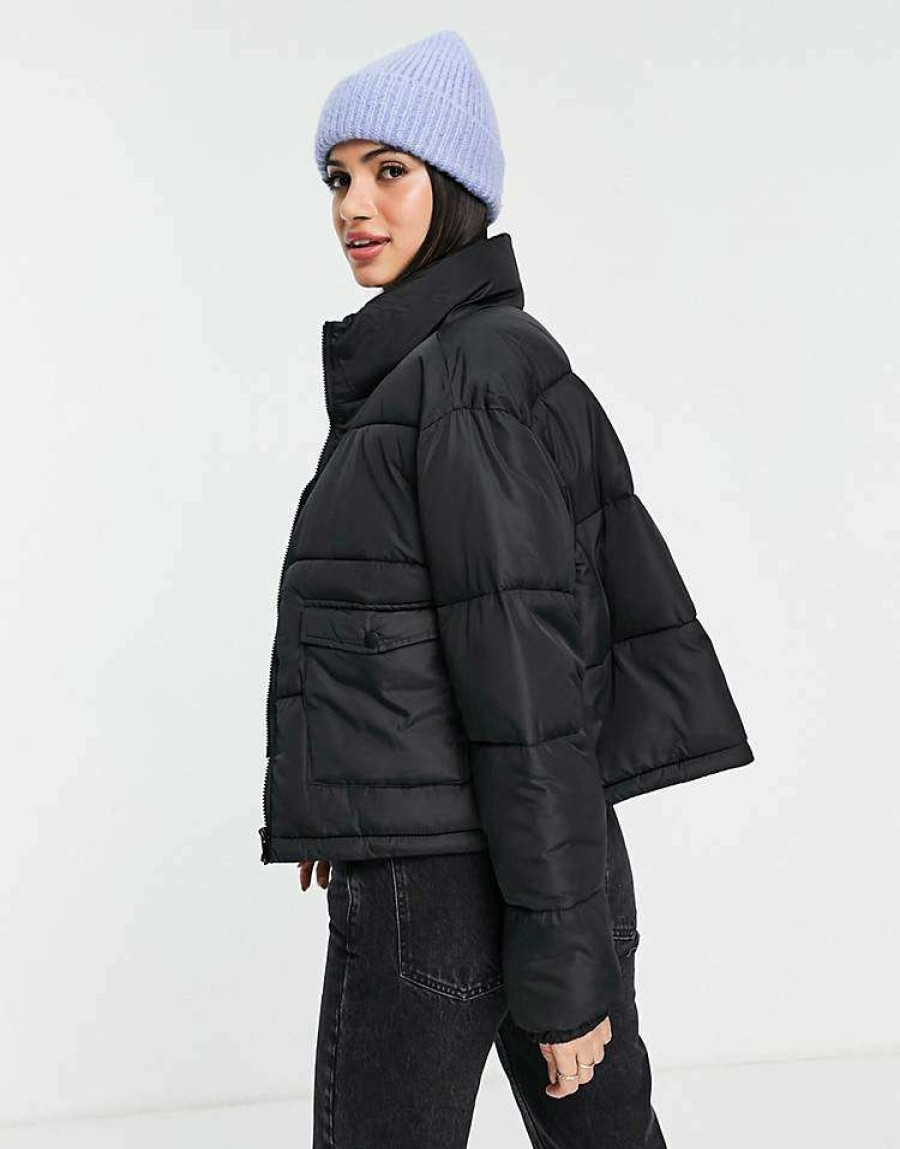 Outerwear * | Wednesday'S Girl Cropped Padded Jacket In For Women Black