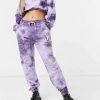 Jeans & Trousers * | Wednesday'S Girl Relaxed Joggers With Celestial Print Co-Ord For Women Purple Tie Dye