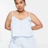 Underwear & Nightwear * | Wednesday'S Girl Curve Cami And Shorts Pyjama Set In Sky Blue Print For Women Light Blue