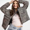 Outerwear * | Wednesday'S Girl Padded Jacket In Leopard Print For Women Brown Leopard