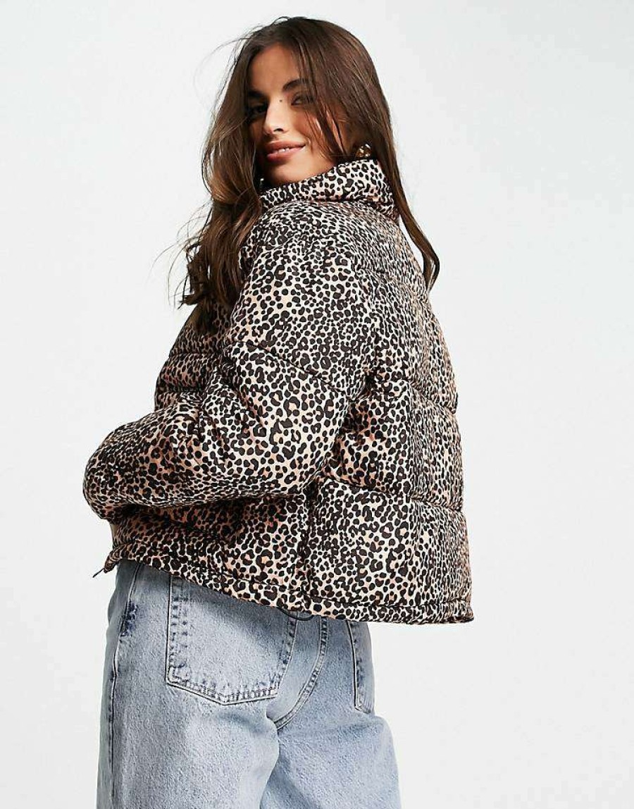 Outerwear * | Wednesday'S Girl Padded Jacket In Leopard Print For Women Brown Leopard