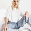 Tops * | Wednesday'S Girl Crop T-Shirt With Broderie Collar For Women White