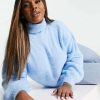 Knitwear & Sweats * | Wednesday'S Girl Curve Ultimate Relaxed Jumper With High Neck For Women Light Blue