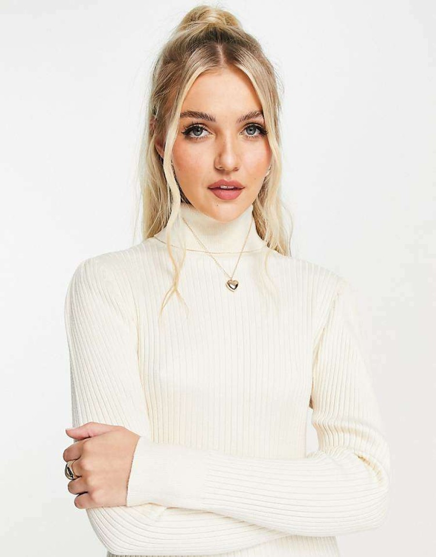 Dresses * | Wednesday'S Girl Relaxed Jumper Dress In Rib Knit For Women Cream